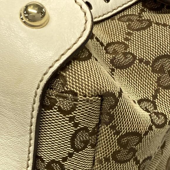 Auth GUCCI GG Pattern, Horse Bit 162900 Dark Brown Beige Cream Jacquard Leather - Picture 6 of 16